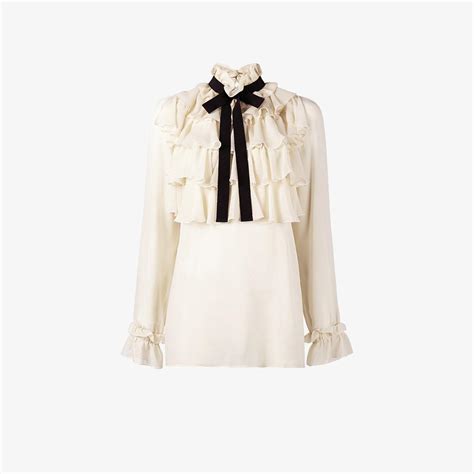 gucci ruffle pussy bow|Gucci Ruffled Pussy Bow Shirt .